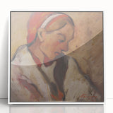 Modern Wall Art: Girl in a Red Bonnet - Expressive Portrait