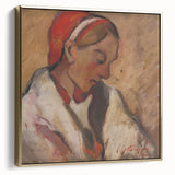 Modern Wall Art: Girl in a Red Bonnet - Expressive Portrait