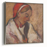 Modern Wall Art: Girl in a Red Bonnet - Expressive Portrait