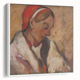 Modern Wall Art: Girl in a Red Bonnet - Expressive Portrait