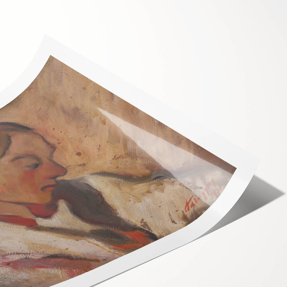 Modern Wall Art: Girl in a Red Bonnet - Expressive Portrait