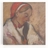 Modern Wall Art: Girl in a Red Bonnet - Expressive Portrait