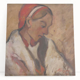 Modern Wall Art: Girl in a Red Bonnet - Expressive Portrait
