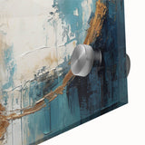 Close-up of abstract strokes wall art featuring vibrant colors and dynamic patterns, printed on acrylic glass, ideal for modern home decor.