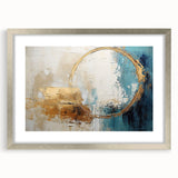 Abstract strokes wall art in a sleek silver frame with matting, showcasing vibrant colors and dynamic patterns, perfect for modern home decor.