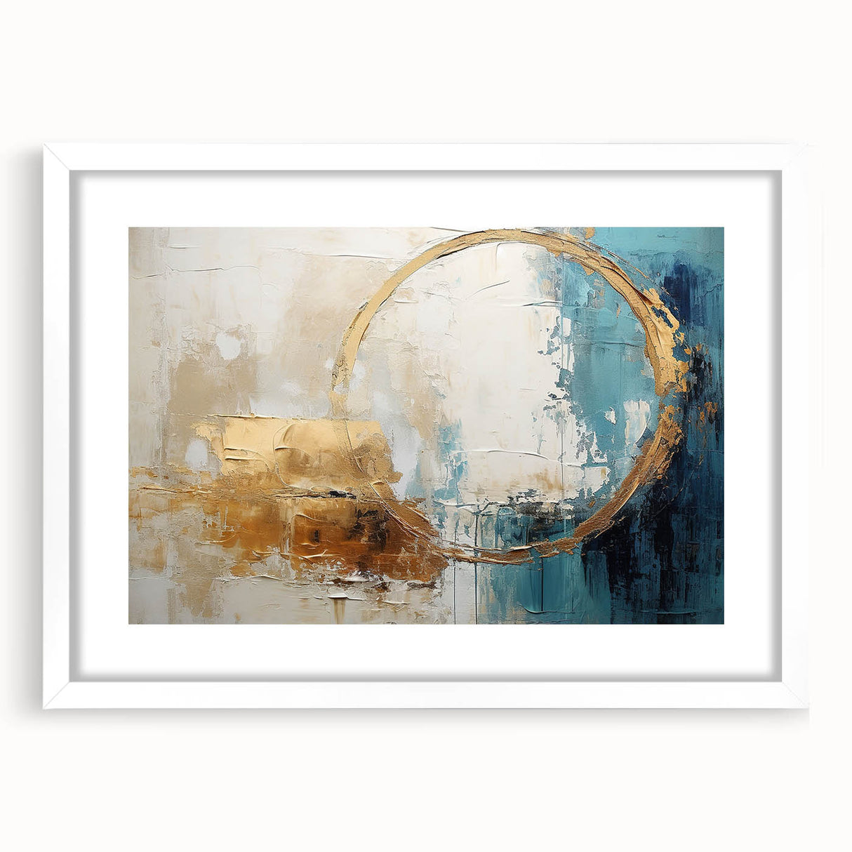 Abstract strokes wall art in a white frame with a mat, showcasing a modern design that enhances any interior decor. Ideal for adding a touch of elegance to living spaces.