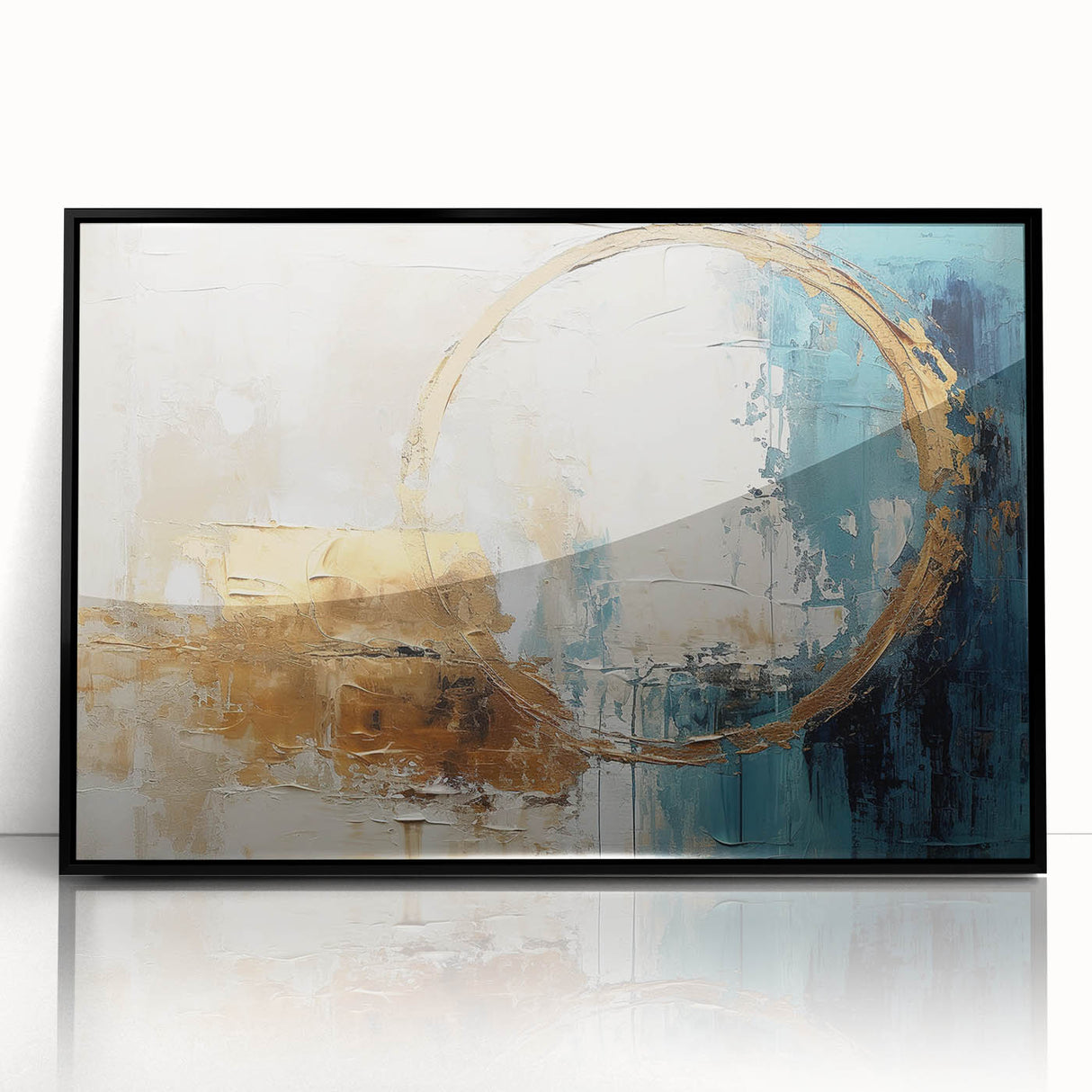 Abstract strokes wall art in a sleek black frame, featuring a modern design with vibrant colors and dynamic brushwork, perfect for contemporary decor.
