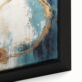 Close-up of an abstract strokes wall art piece featuring vibrant colors and dynamic brushwork, framed in a sleek black frame, ideal for modern decor.