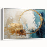 Framed abstract strokes wall art in white, featuring fluid brushwork and elegant lines, displayed from a side view to highlight its depth and modern aesthetic. Perfect for contemporary home decor.