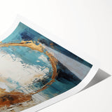 Abstract strokes wall art print featuring vibrant, multicolored designs on a textured canvas, ideal for modern decor; elegantly rolled for easy display.