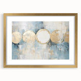 Abstract wall art featuring colorful strokes in a modern design, framed with a gold mat, displayed from the front to highlight its artistic elegance and vibrant colors.