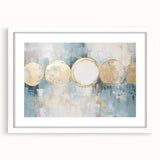 Abstract strokes wall art framed in white with a mat, showcasing vibrant colors and dynamic patterns, perfect for modern home decor. Ideal for adding a contemporary touch to any space.