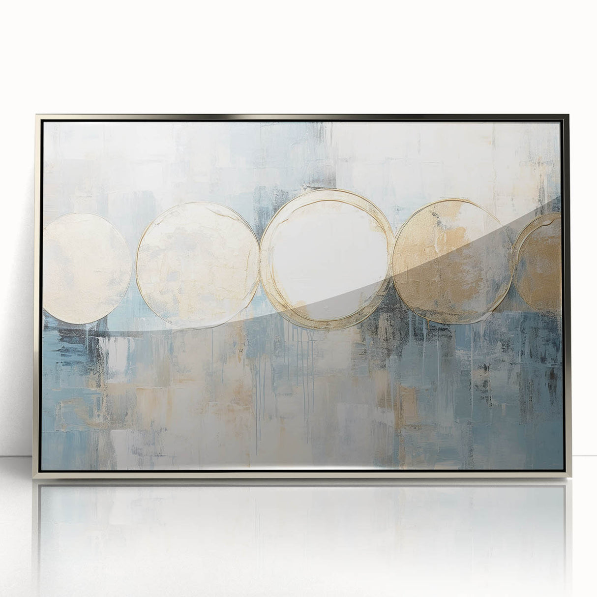 Framed abstract wall art featuring silver strokes on a textured background, ideal for modern decor, enhancing living spaces with contemporary elegance.