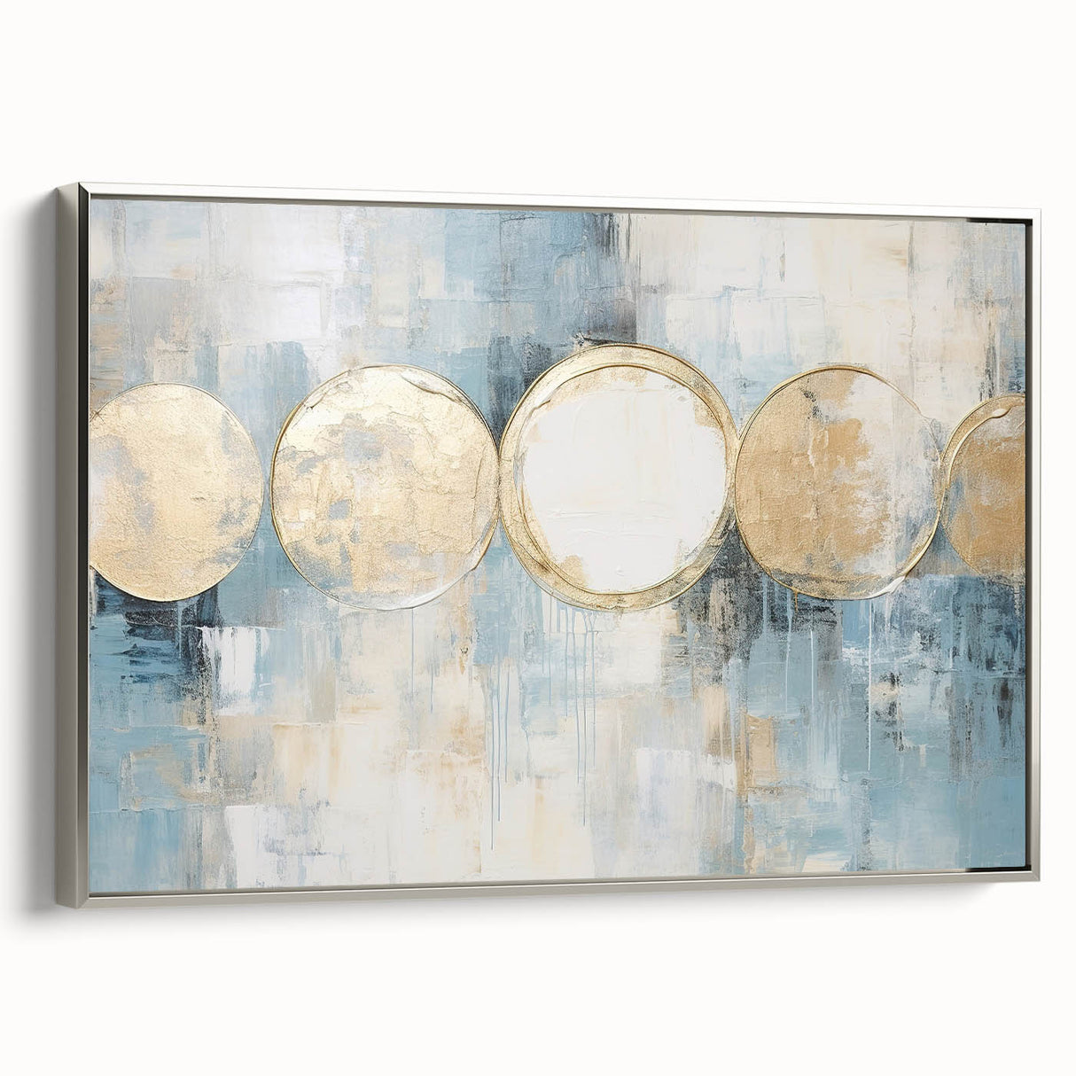Framed abstract strokes wall art in silver showcasing dynamic brush patterns on a textured canvas, ideal for modern home decor and artistic interiors.