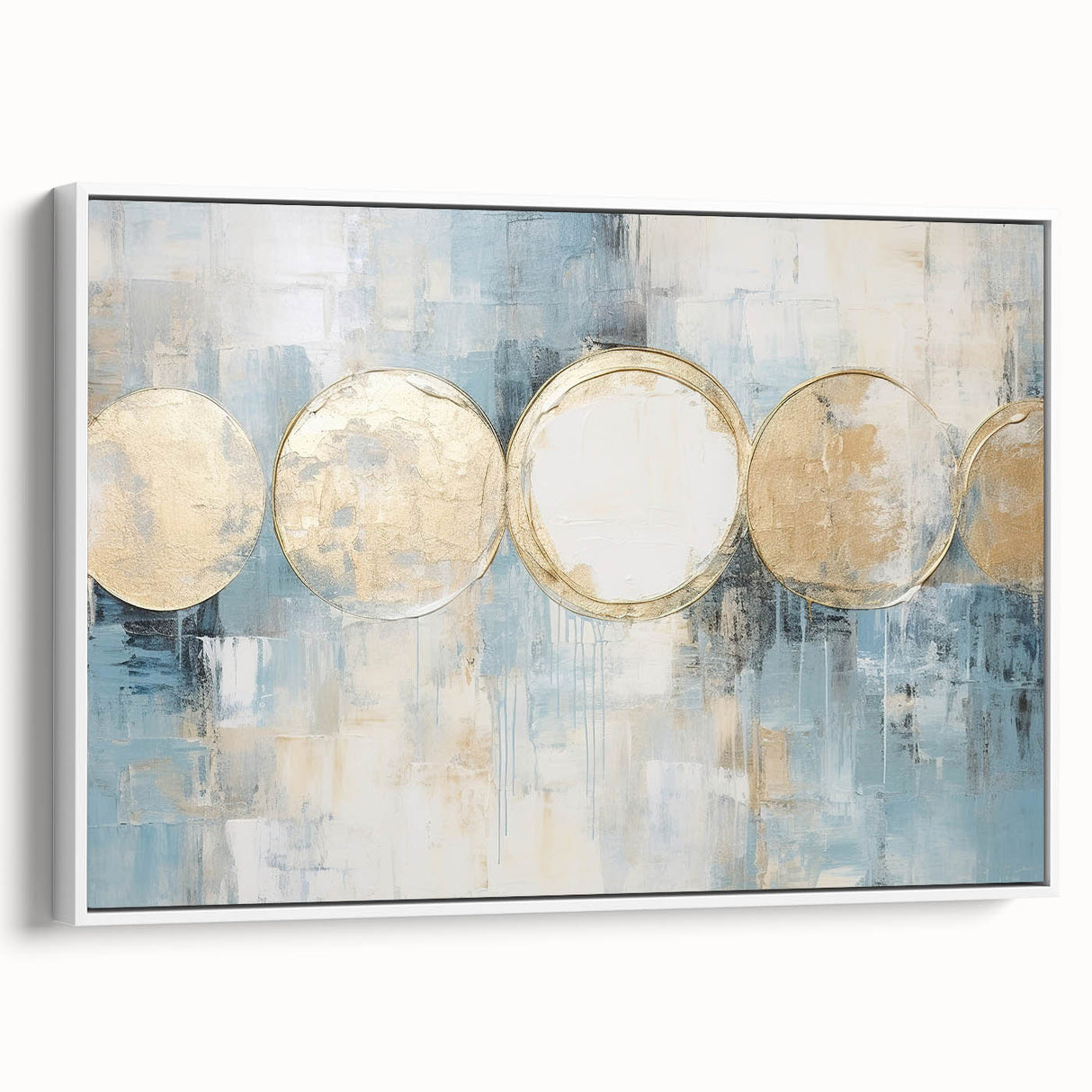 Framed abstract wall art showcasing dynamic strokes in soft beige and white tones, elegantly displayed from a side view, perfect for modern home decor.