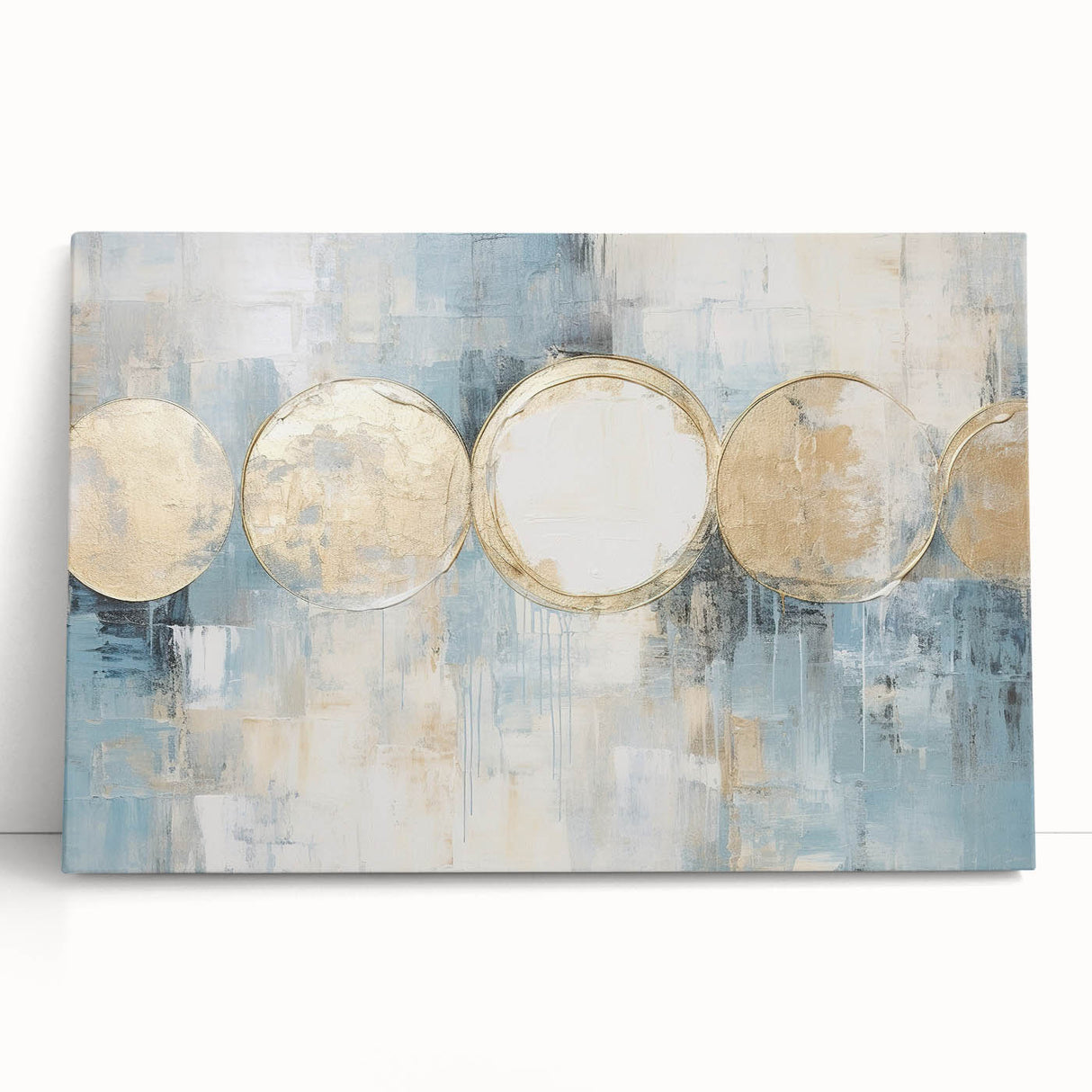 Abstract strokes wall art on stretched canvas, showcasing vibrant colors and dynamic shapes, perfect for modern home decor or art enthusiasts.