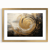 Abstract wall art featuring dynamic gold strokes on a mat background, framed elegantly to enhance modern decor, ideal for stylish home interiors.