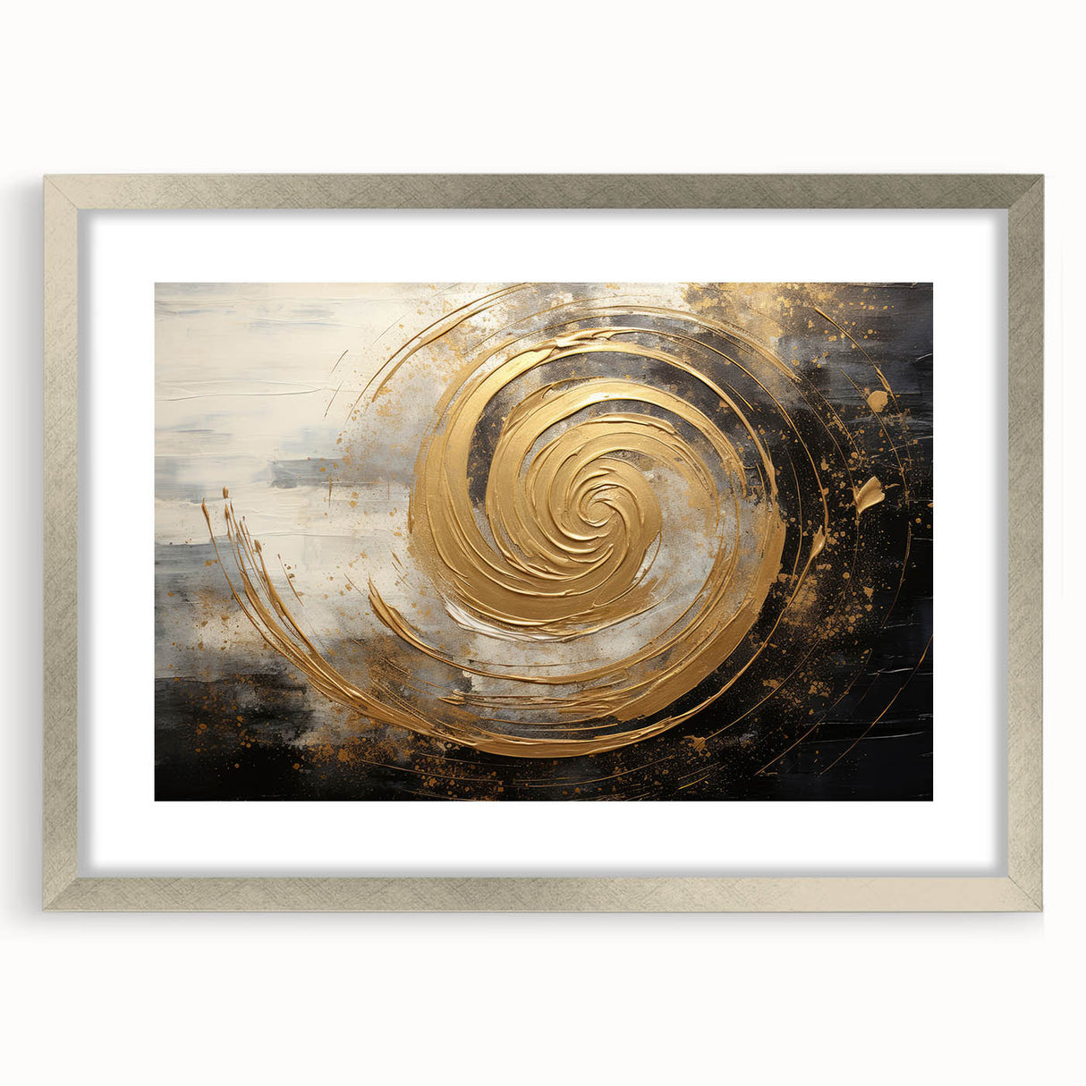 Abstract wall art featuring colorful strokes in a silver frame with a mat, showcasing a modern design ideal for contemporary home decor. Perfect for adding a vibrant touch to any living space or office.