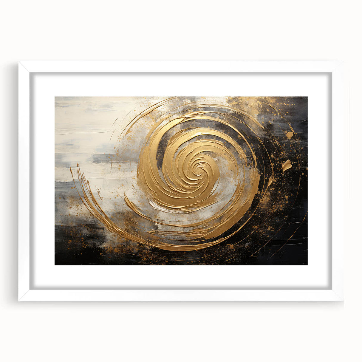 Abstract strokes wall art in a white frame with matting, showcasing vibrant colors and dynamic patterns, perfect for modern home decor and artistic interiors.