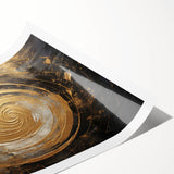 Abstract wall art print showcasing vibrant strokes in shades of blue, pink, and gold, designed for modern home decor, rolled for easy framing and display.