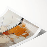 Colorful abstract wall art print featuring dynamic strokes in shades of blue, orange, and yellow, perfect for modern home decor or office spaces. The design showcases vibrant, flowing patterns that evoke energy and creativity, ideal for enhancing any room's aesthetic.