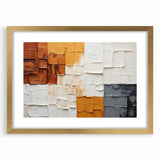 Abstract strokes wall art in a gold frame, showcasing vibrant colors and dynamic patterns, perfect for modern home decor. This framed piece adds elegance to any room.