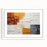 Abstract strokes wall art framed in white, showcasing vibrant colors and dynamic shapes, perfect for modern home decor. Ideal for adding a contemporary touch to any room.
