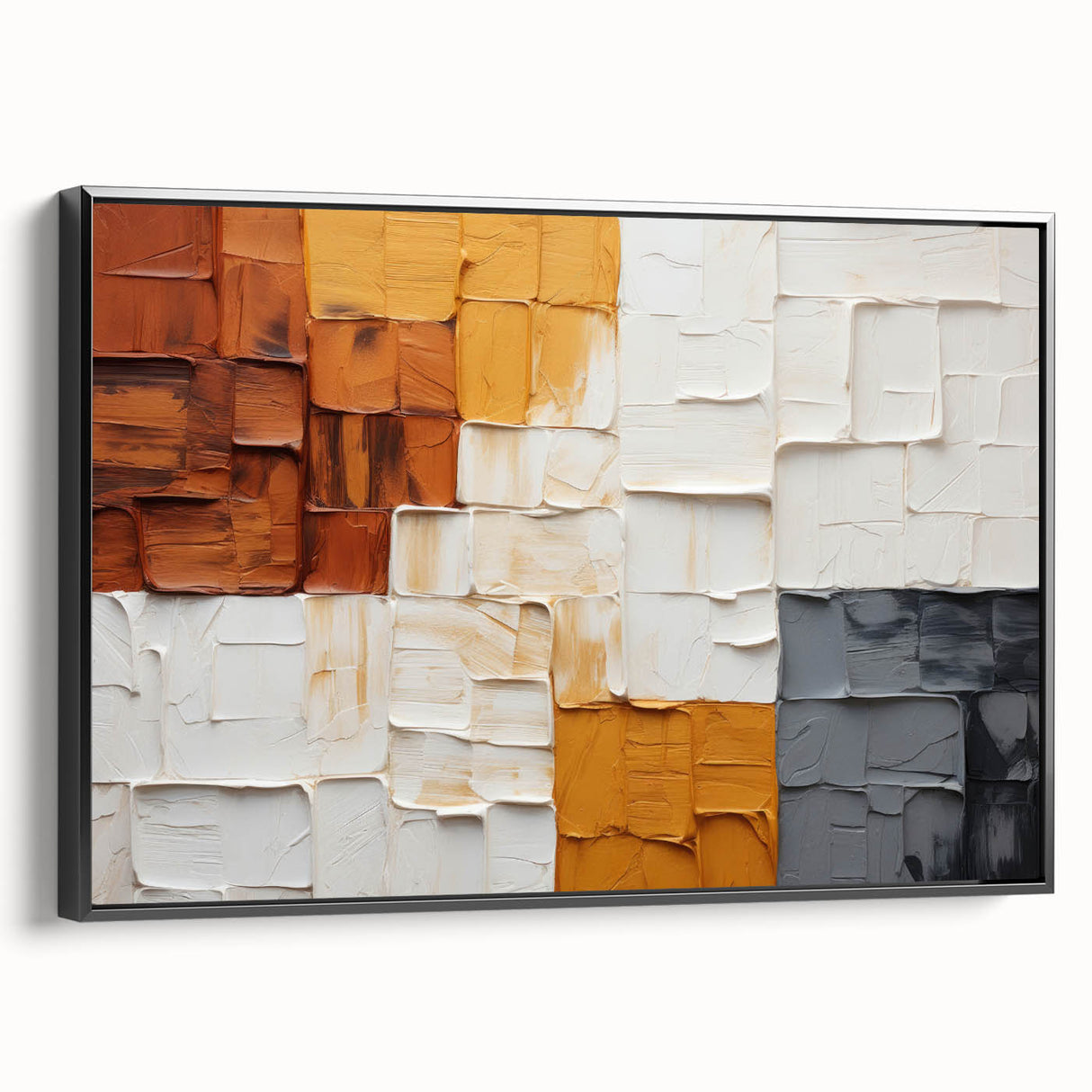 Framed canvas wall art featuring abstract strokes in black, showcasing a modern design that adds a contemporary touch to any interior decor, viewed from the side.