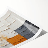 Abstract wall art print showcasing vibrant strokes in shades of blue, orange, and yellow, rolled and ready for framing, perfect for modern home decor.