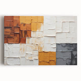Abstract strokes wall art on stretched canvas showcasing vibrant colors of blue, orange, and yellow, adding a modern touch to home decor. Ideal for contemporary interiors.