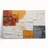 Abstract strokes wall art on a stretched canvas, showcasing vibrant colors and dynamic shapes. Perfect for modern home decor, adding artistic flair to any space.