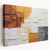 Abstract strokes wall art on stretched canvas, showcasing vibrant colors and dynamic patterns, perfect for modern decor. Side view highlights the canvas depth and quality.