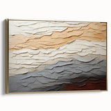 Framed abstract strokes wall art featuring a blend of gold and neutral tones, showcasing modern design elements. Perfect for enhancing contemporary home decor.