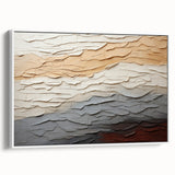 Framed canvas wall art showcasing abstract strokes in soft white and gray hues, highlighting modern artistic design and elegant decor for stylish interiors.