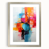 Abstract strokes wall art framed in silver, showcasing vibrant colors and dynamic patterns, perfect for modern home decor. Ideal for art enthusiasts.