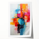 Abstract strokes wall art print showcasing vibrant colors and dynamic patterns, ideal for modern decor. Rolled for easy framing and display.