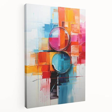 Abstract strokes wall art on stretched canvas, showcasing vibrant colors and dynamic patterns. Perfect for modern home decor, enhancing any living space with artistic flair.