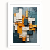 Abstract strokes wall art framed with a white mat, showcasing vibrant colors and dynamic lines, perfect for modern home decor and artistic spaces.