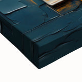 Close-up of an abstract strokes wall art design on a stretched canvas, showcasing vibrant colors and dynamic brush strokes, ideal for modern home decor.