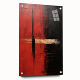 Abstract strokes wall art displayed in a side view on acrylic glass, featuring vibrant colors and unique patterns, accented with decorative pins for style.