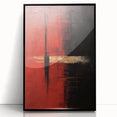 Framed wall art featuring an abstract design of colorful strokes on a black background, perfect for modern home decor. The acrylic frame enhances the vibrant colors, making it a striking focal point for any room.