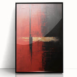 Framed wall art featuring an abstract design of colorful strokes on a black background, perfect for modern home decor. The acrylic frame enhances the vibrant colors, making it a striking focal point for any room.