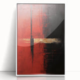 Framed abstract strokes wall art in white frame, showcasing vibrant colors and dynamic patterns, perfect for modern home decor or gallery display.