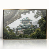 Framed acrylic artwork showcasing a serene landscape with a majestic castle, highlighted in gold accents. Perfect for home decor, enhancing elegance and charm.