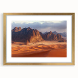 Elegant gold-framed landscape artwork showcasing dramatic cliffs with vibrant colors, perfect for home decor. The mat adds a sophisticated touch to any room.