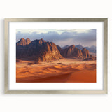 Stylish silver frame displaying a breathtaking landscape of cliffs, enhanced with a white mat for an elegant finish, perfect for home decor or gallery display.