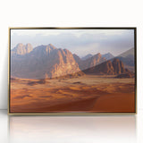 Framed acrylic artwork titled "Landscapes Cliffs" featuring vibrant gold accents, showcasing dramatic cliffs and serene landscapes, perfect for modern decor.