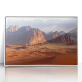 Framed acrylic artwork depicting vibrant cliffs and landscapes, showcasing bold colors and intricate details, ideal for enhancing modern home decor.