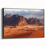 Framed canvas artwork showcasing a dramatic cliff landscape with vibrant colors and intricate details, presented in a sleek black frame, ideal for home decor.