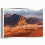 Framed canvas artwork depicting majestic cliffs in a serene landscape, showcasing vibrant colors and intricate details, perfect for modern home decor.